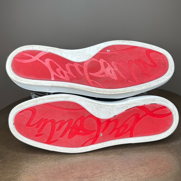 Christian Louboutin Denim and Silver Studded Sneakers - Picture 7 of 8
